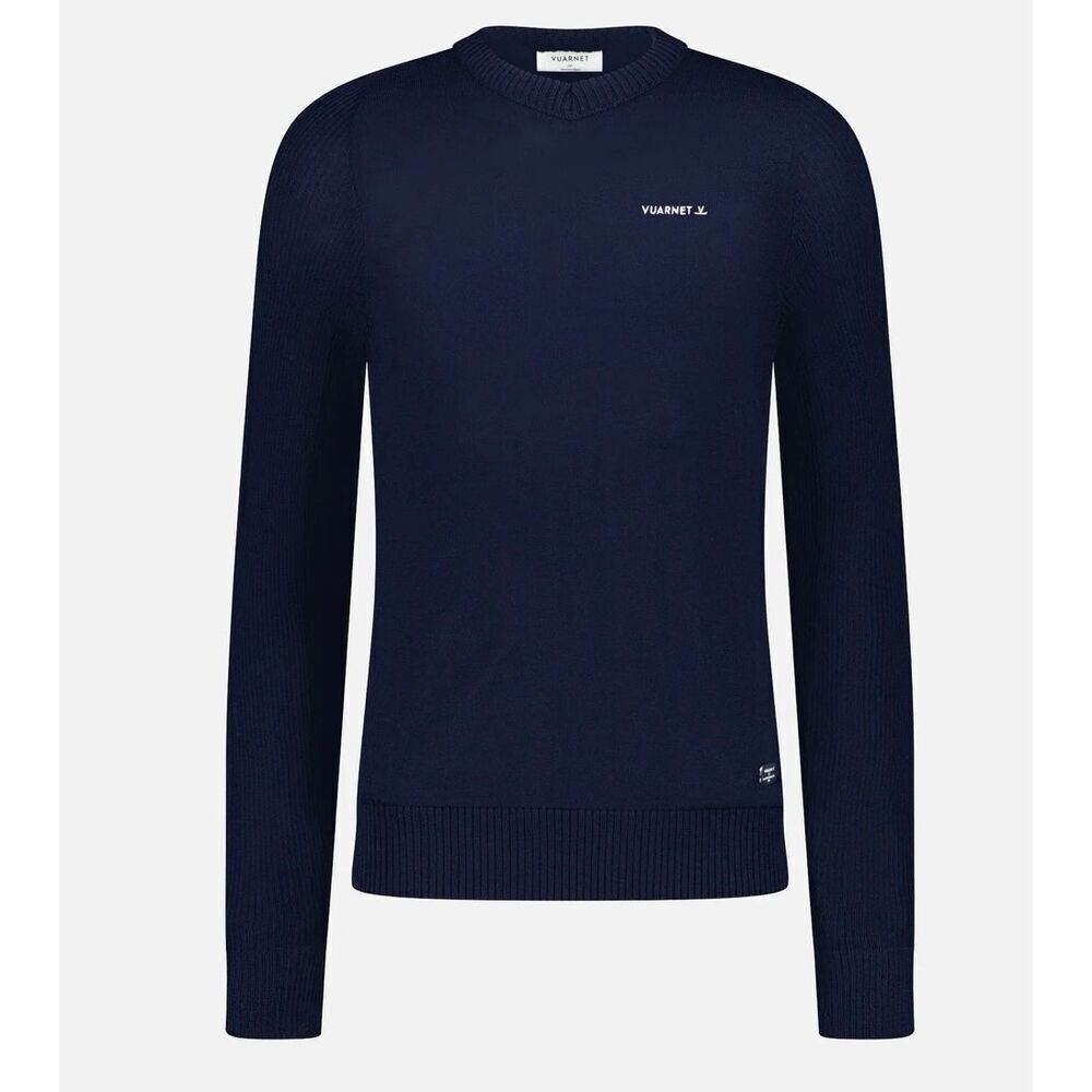 NWT VURNET 100% Wool JEAN VUARNET Dark Navy V-NECK JUMPER Crewneck Sweater M